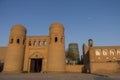 Wall of Itchan Kala (Ichon Qala) - west gate (Ata Darvoza) - Khiva, Xorazm Province - Uzbekistan - Town on the silk road Royalty Free Stock Photo