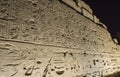 Wall at Karnak temple in Luxor during the night