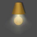 Wall lamp with lampshade. Modern interior night light golden bronze color. Realistic illustration Royalty Free Stock Photo