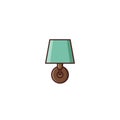 Lamp icon in flat design. Vector illustration. Retro style.