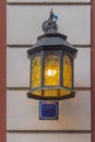 Wall Lantern Lights On Royalty Free Stock Photo