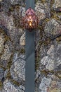 Wall lantern on stone with lights Royalty Free Stock Photo