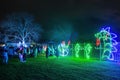 Colorful nighttime lighting displays in an Auckland, New Zealand park