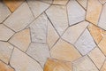 Wall lined with decorative stone. Pattern of polygonal stone blocks