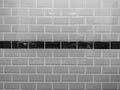 Wall lined with gray glossy ceramic tiles with dark line in the center. Decorative wall texture, background. The design of stylish Royalty Free Stock Photo