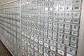 The wall of lockers in post office