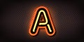 Vector realistic isolated marquee light bulb neon letter A for template decoration and invitation covering. Concept of broadway an Royalty Free Stock Photo