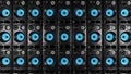 Wall of loudspeakers. Music concert, recording studio concept. Digital 3D render Royalty Free Stock Photo