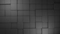 Wall made of black rubber displaced cubes background. 3d render
