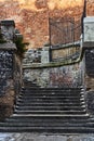 Wall made of brick and stone stairs Royalty Free Stock Photo