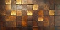 A wall made of gold tiles with a single tile in the middle Royalty Free Stock Photo