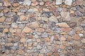 wall made of loosely stacked stones of different sizes and colors Royalty Free Stock Photo