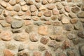 Wall made of natural round stone background Royalty Free Stock Photo