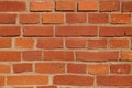 A fragment of a restored building. A wall made of new bricks.