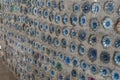 Wall made of recycled plastic bottles