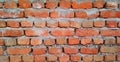 Wall made of red colored bricks. Red bricks background Royalty Free Stock Photo