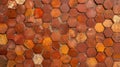 A wall made of red tiles with a hexagonal pattern. Royalty Free Stock Photo