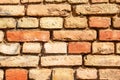 Wall made of red and yellow old bricks. Texture background. The concept of cultural heritage Royalty Free Stock Photo