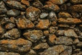 Wall made of stones with moss and lichens