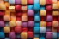 A wall made up of many different colored blocks Royalty Free Stock Photo