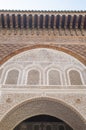 Wall of main courtyard in madrasa Ben Youssef Madrasa in Marrakesh, Morocco