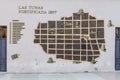 Wall with the map of sights in Las Tunas, Cu Royalty Free Stock Photo