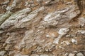 Wall masoned out of calcareous sandstone