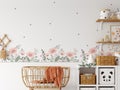 Wall mockup in child room interior. Nursery Interior in scandinavian style. 3d rendering, 3d illustration Royalty Free Stock Photo