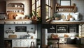 Wall mockup in kitchen interior background Farmhouse sty Ai generative