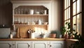 Wall mockup in kitchen interior background Farmhouse sty Ai generative