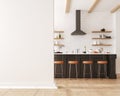 Wall mockup in loft, kitchen in industrial style