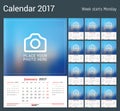 Wall Monthly Calendar for 2017 Year Royalty Free Stock Photo