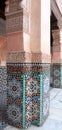 Wall with Moroccoan tiles and ornate carvings Royalty Free Stock Photo