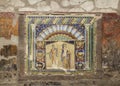 Wall mosaic of Neptune and Amphitrite in Ercolano (Herculaneum), Italy. Royalty Free Stock Photo