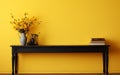 Wall-Mounted Credence Table in Vibrant Yellow -Generative Ai