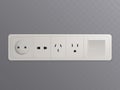 Wall-mounted outlet with various sockets 3d vector