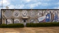 Wall mural on a Dallas business decorated with all things Texas.