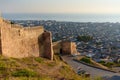 Wall of Naryn-Kala fortress and view of Derbent city.