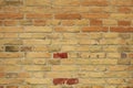 Wall of old sand clay bricks. Ruined vintage stone background. Rough aged masonry backdrop. Surface of grunge brick Royalty Free Stock Photo