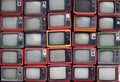 Wall of old vintage televisions