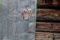 Wall of an old wooden timbered house worn down by time Royalty Free Stock Photo