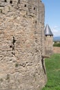 Wall outdoor detail of fortress in Carcassonne France Royalty Free Stock Photo