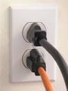 Wall Outlet - Black and Orange Plug Royalty Free Stock Photo