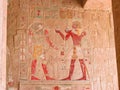 Wall paint of pharaoh offering a gift to god horus Royalty Free Stock Photo
