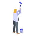 Wall painter worker icon, isometric style