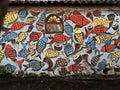 Wall paintg of fish outside wall of fish stall near Grant Road Mumbai