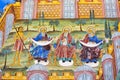 Wall painting of Abraham, Isaac, Jacob at Rila Monastery, Bulgaria