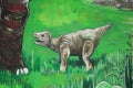 A wall painting of dinosaurs in Gondwana, the Prehistoric Museum in Germany