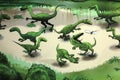 A wall painting of dinosaurs in Gondwana, the Prehistoric Museum in Germany