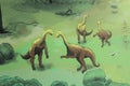 A wall painting of dinosaurs in Gondwana, the Prehistoric Museum in Germany